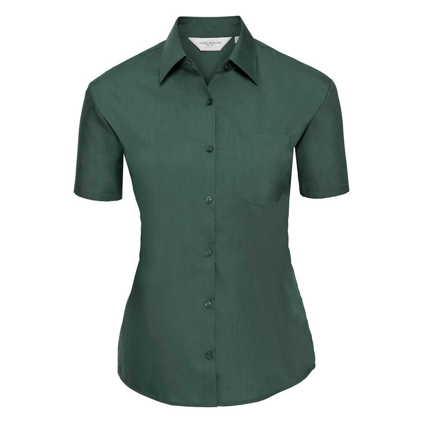 R935F-Ladies SS PolyCotton Poplin Shirt